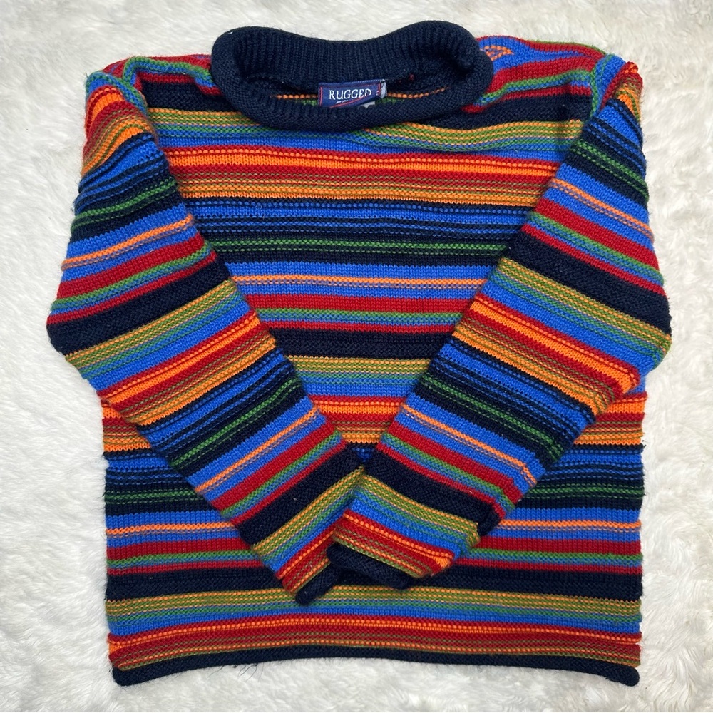 Rugged Bear Vintage Sweater Colourful Stripes Size 4
